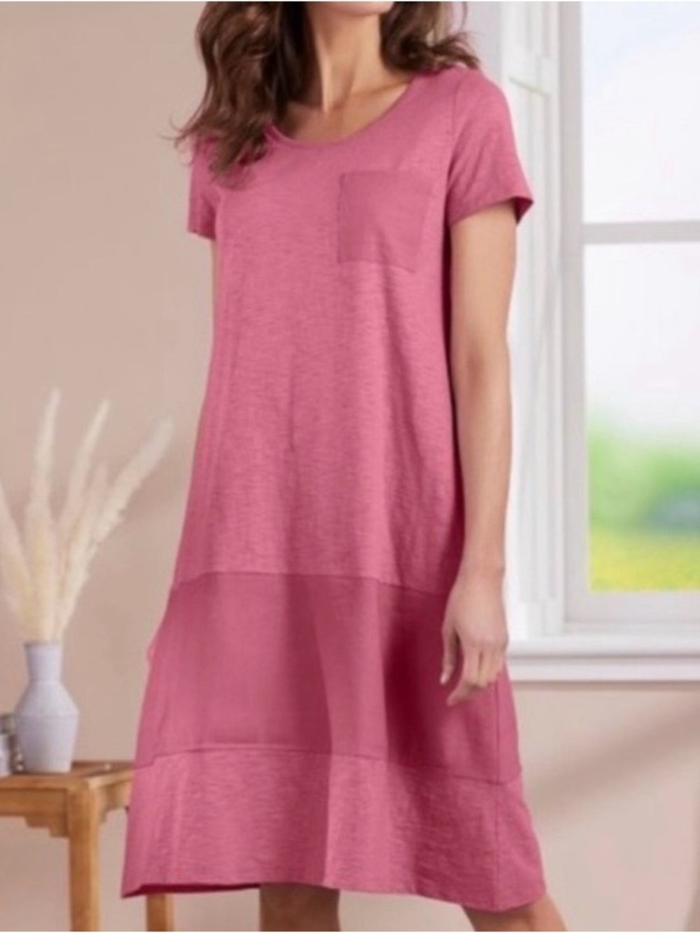 Soft Surrounding Winnie t-shirt dress size xl linen blend purple rose boho